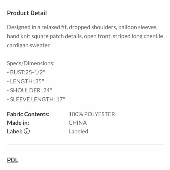 $55 start ❤️POL hand knit square patch striped long chenille cardigan sweater - Picture 4 of 4